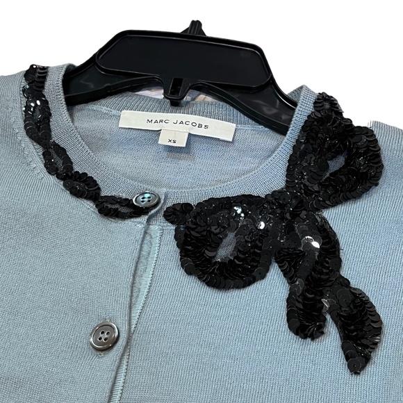 Marc Jacobs Button Down Sequin B0w Collar Sweater - Picture 2 of 9